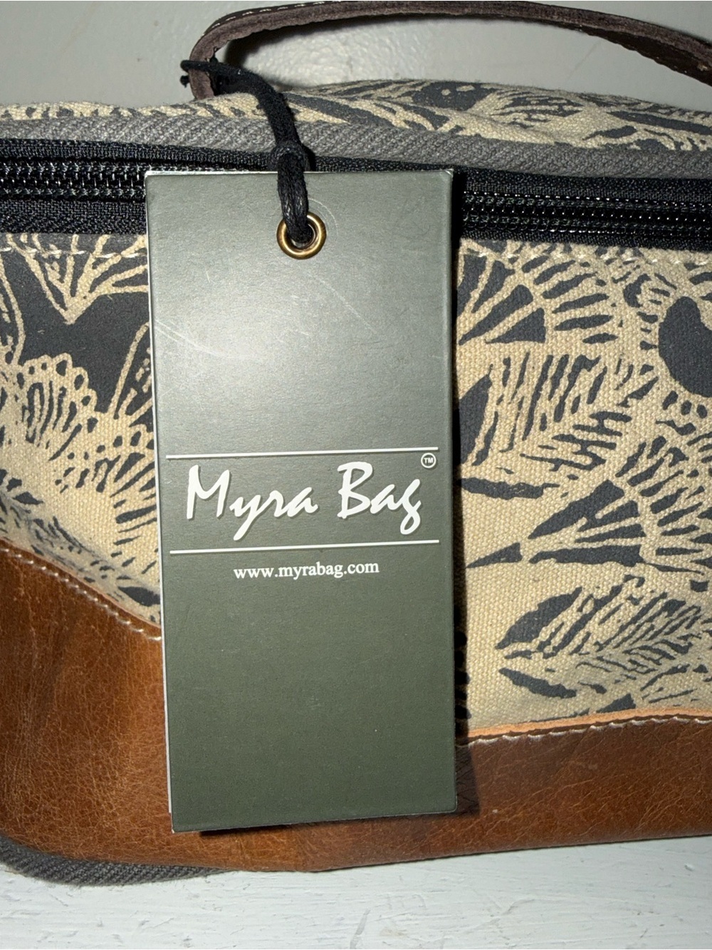 Myra Bag Toiletry Case in Tan & Brown with Black Print NWT - Picture 4 of 7